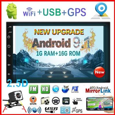 Android 9.1 Double 2Din 7'' 2.5D HD TFT Touch Screen GPS Bluetooth Autoradio Car MP5 Player Car Stereo Radio with GPS WIFI FM USB+CAM Gps Navigation