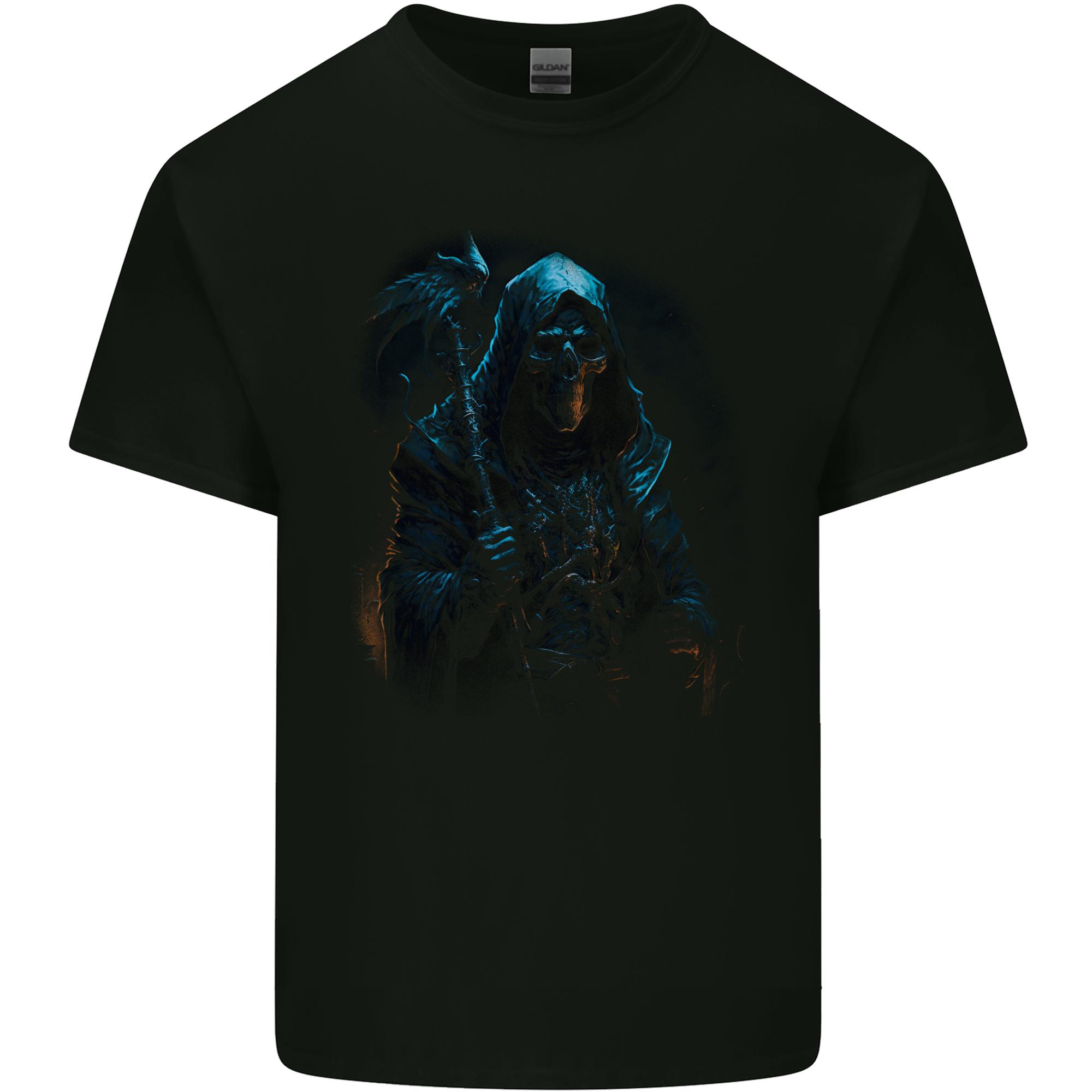 The Grim Reaper and Sythe Skull Design 4 Unisexs Light Cotton TShirt S