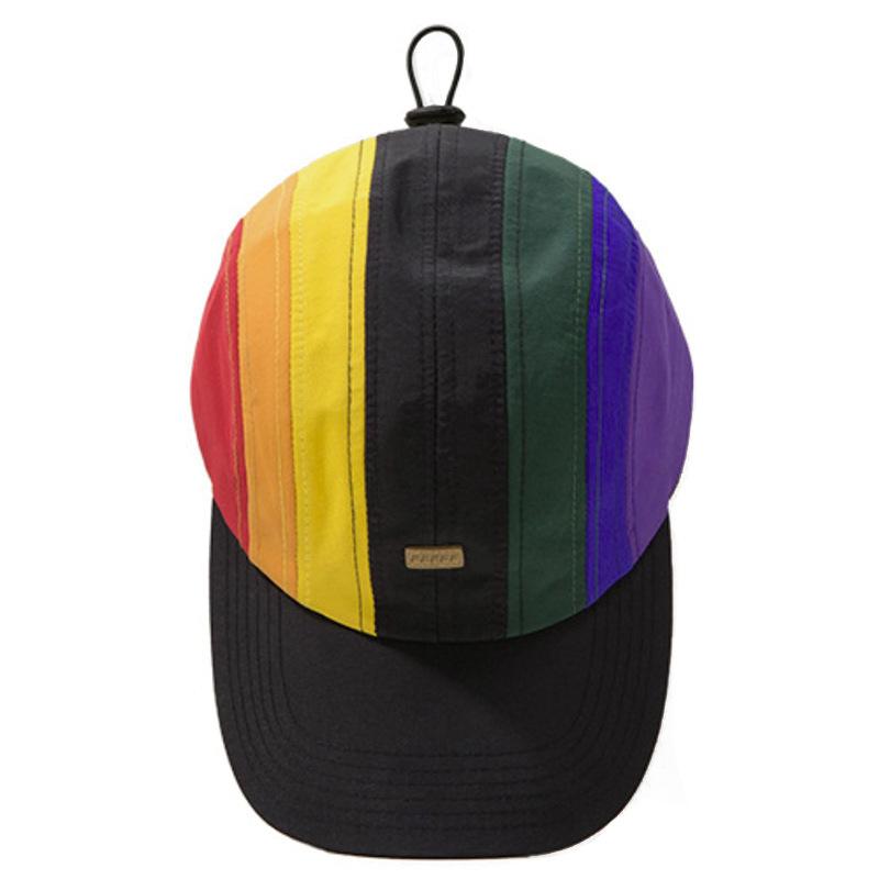 Hat Female Sunscreen Alphabet Harajuku Trend Rainbow Splicing Melon Rind Baseball Cap Outdoor Couple Sun Hat