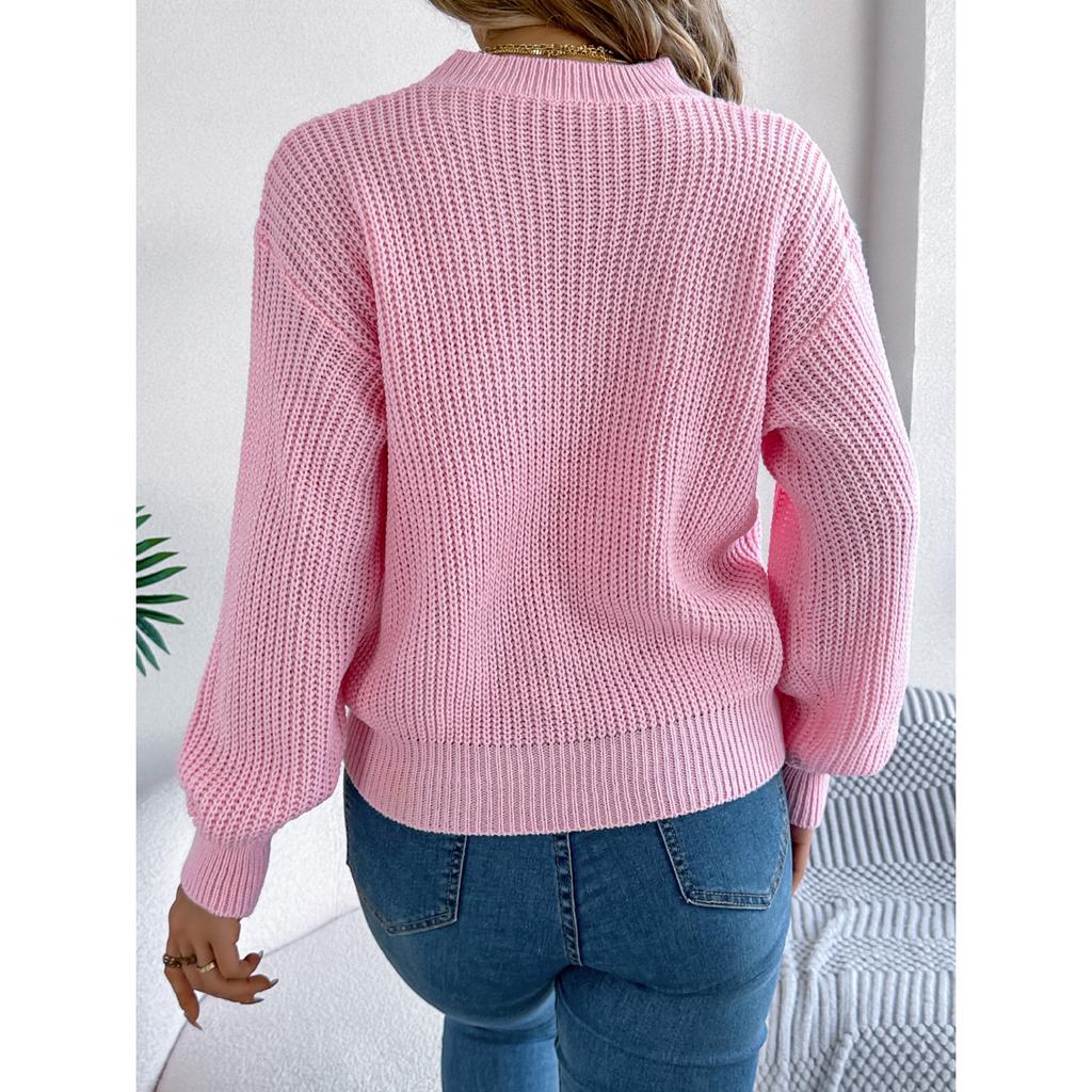 GMXIA Autumn and Winter Casual Valentine's Day Color-blocking Heart LOVE Long-sleeved Pullover Sweater Women's Wear