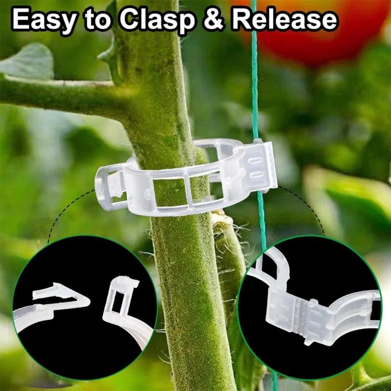 100Pcs Plant Support Clips,Snap-On Reusable Gardening Vine Brackets For Vegetables And Other Climbing Plants Weatherproof Tool