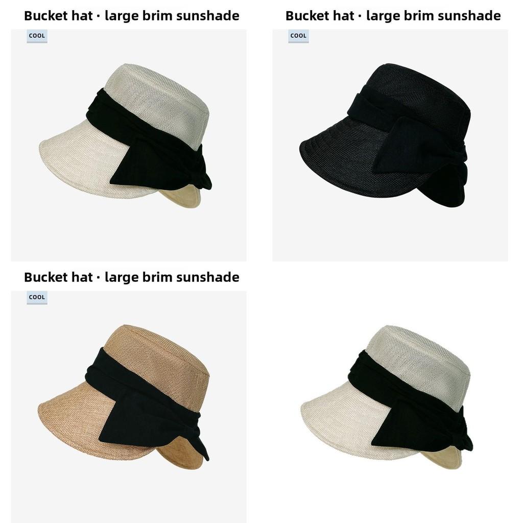 Wide Brim Cotton Linen Fisherman Hat With Bow Decoration For Summer And Spring Outings