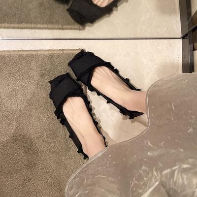 New Tassel Strap New Design Women's Ballet Shoes Buckle Strap Flat Casual Women Shoes Fashion Hand-made Square Toe