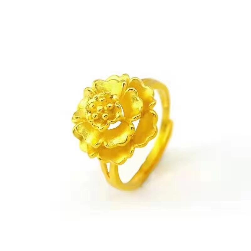 Stunning Goldplated Peony Ring For Women Featuring Adjustable Size And Sweet Floral Design
