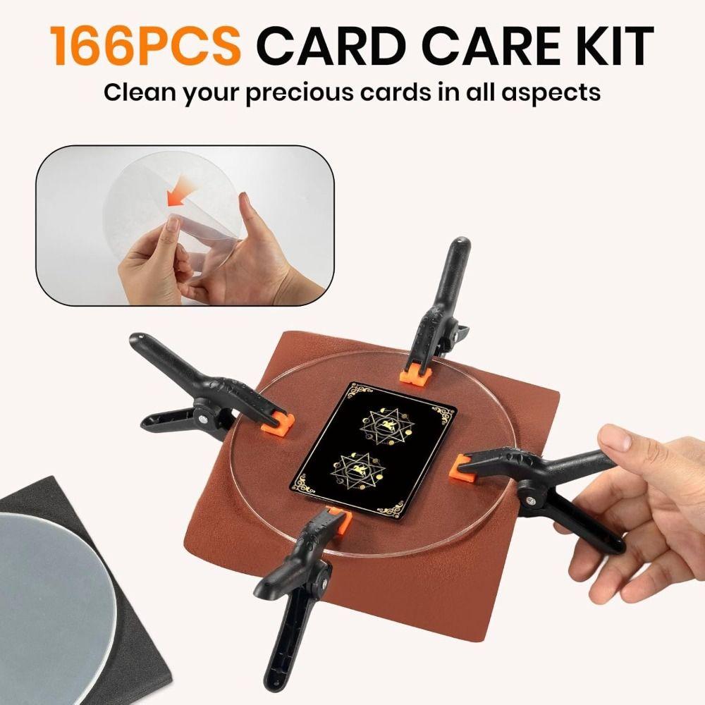 166pcs Precision Support Card Cleaning Kit Clear Acrylic Rounds Card Care Tool  TCG Collectors