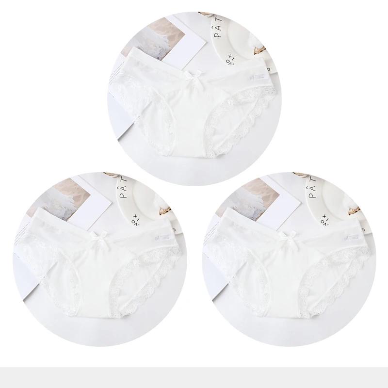 Women's Sexy Panties Transparent Mesh Breathable Briefs Underwear Low-Rise Bow Floral Panty for Lady Girl 3 Pcs/set