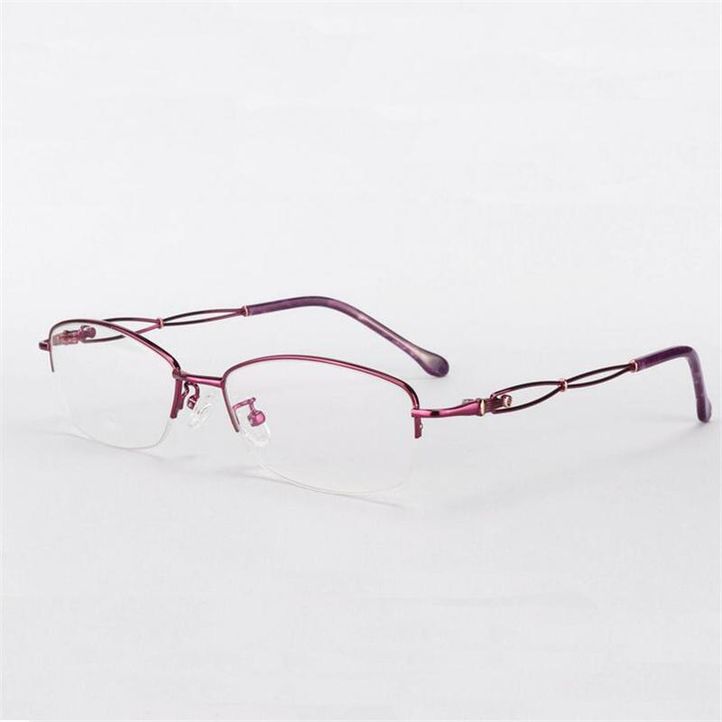 Half Spectacle Frame Frame Rectangular Nearsighted Glasses Ladies Alloy Photochromic Finished Myopia Eyeglasses Female 0 -05 -075 -10 To -60 -1.0