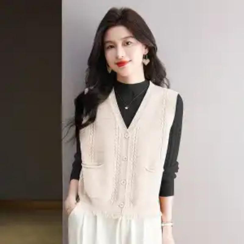 Knitted Vest for Women Autumn New Fashion Vest Loose Temperament Artistic Cardigan Top