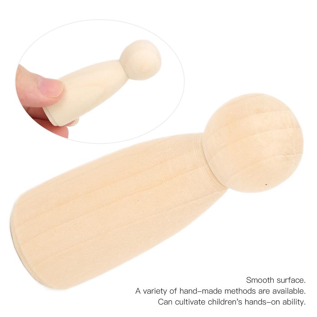 Set of 10 75mm Wooden Peg Dolls, Solid Color Family Figures (75mm Girls)