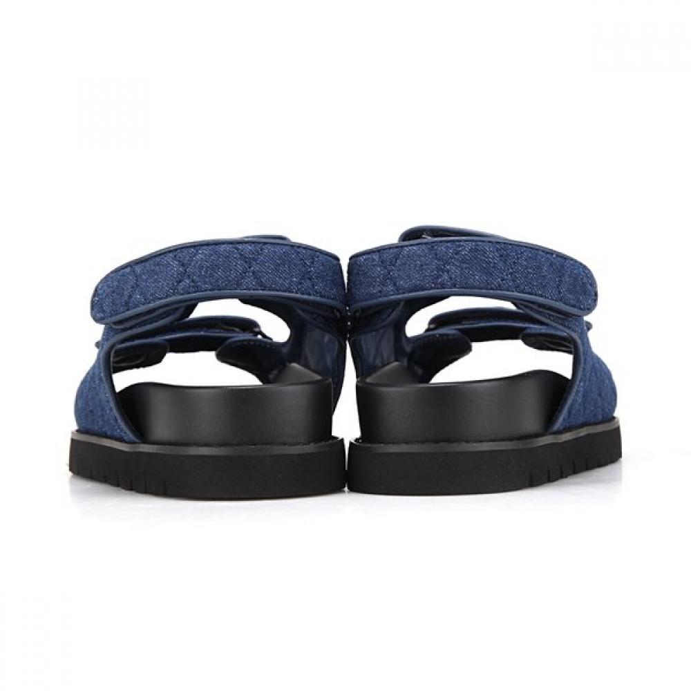 Barbara Women Denim Velcro Stitch Welt Backstrap Sandals 4cm Bbj301