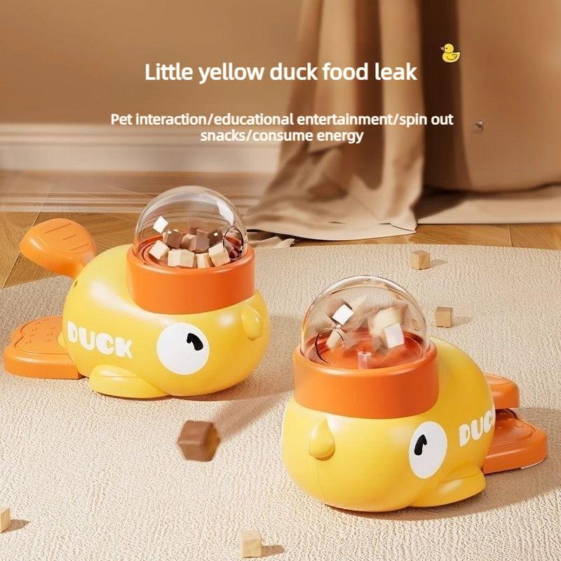 2-in-1 Interaktives Hundespielzeug Haustier Automatischer Futter-Leckerli-Spender Cartoon-Enten-Design Langsames Futter Haustier-Snack-Spender für Hundetraining