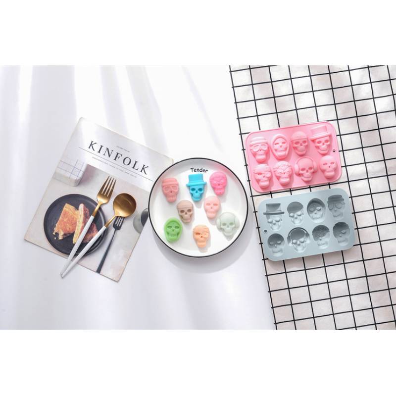 Skeleton Silicone Skull Mold  Ice Cubes Festival Biscuit Chocolate Baking Cake