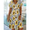Spring and Summer Women's Short Sleeved Dress with Fashionable Printed Style and Elegant V-neck Dress