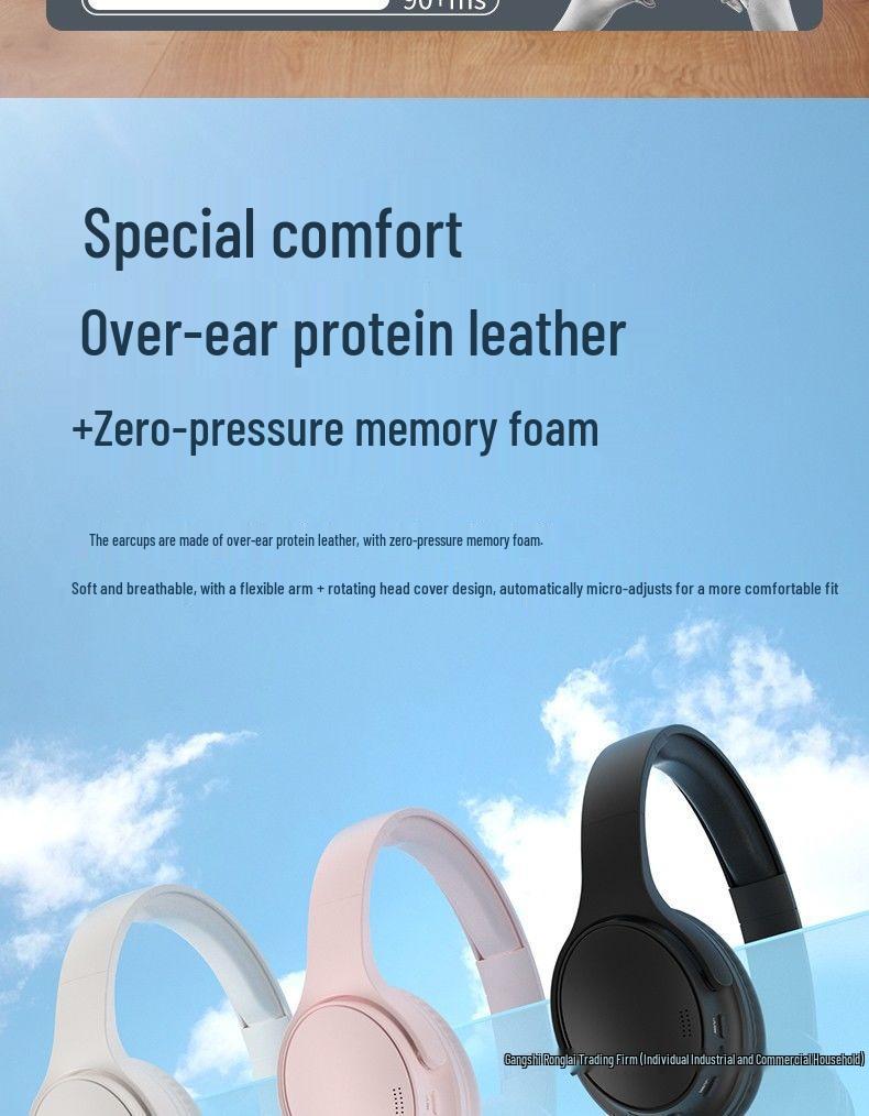 200-Hour Over-Ear Noise-Cancelling Bluetooth Headphones for Gaming and Sports