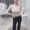 Korean Sexy Slim Fit Sheer Round Neck T-Shirt