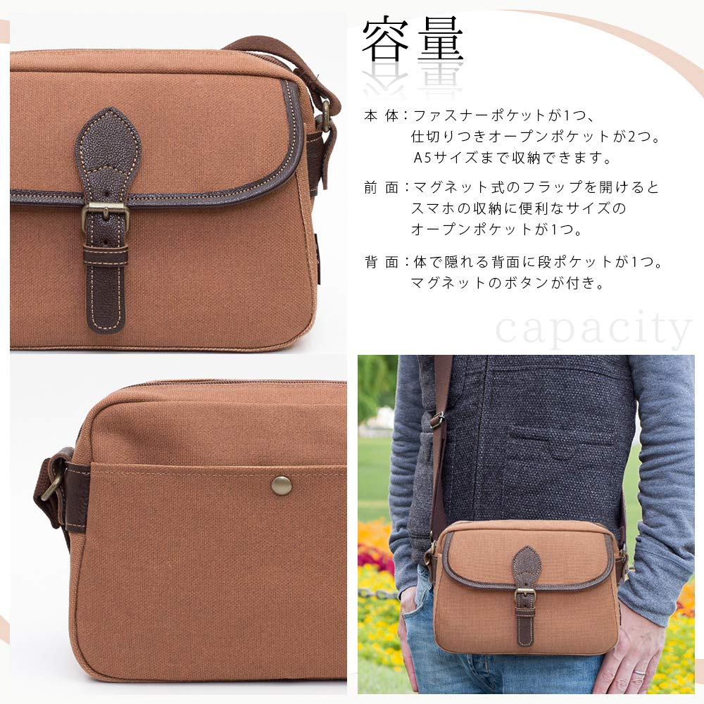 Shoulder bag for many made in Japanese persimmon Kurashiki walking Toyooka birthday [creare kiki] men, crossbody, lightweight, pockets, Japan, style,