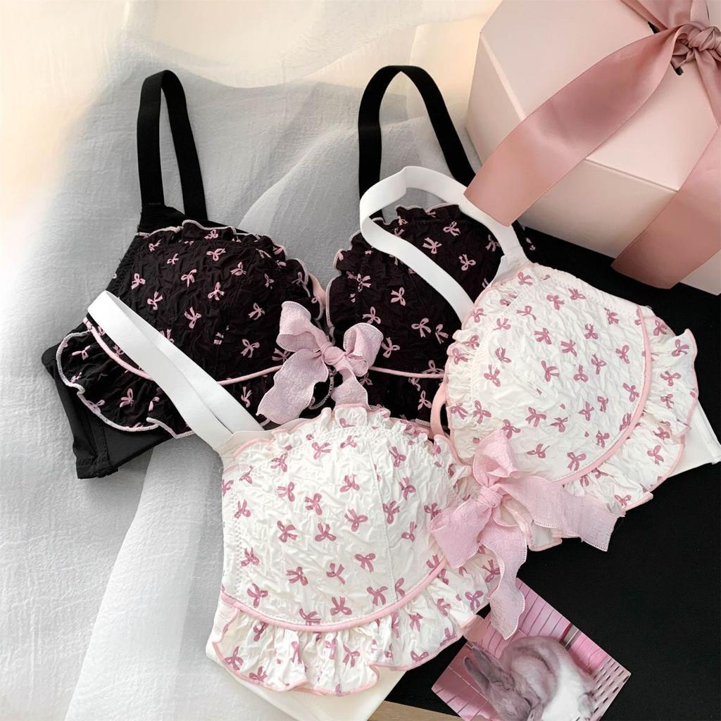Women Black Pink Bras Cute Design Girls Underwear Push Up Sexy Bras Fashion Backless Sling Lace Lingerie