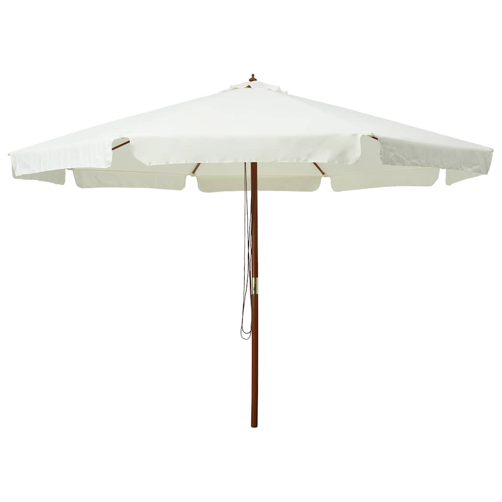 Parasol with Wooden Pole 330 Cm Sand White