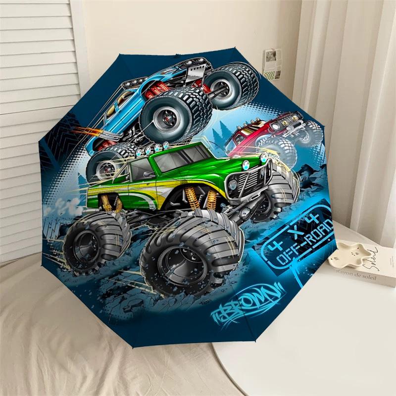 

1PC Monster Trucks Umbrella-8-Rib Reinforced, Automatic Open, Lightweight & Durable, Cute Fashion Accessory for Outdoor-F2708