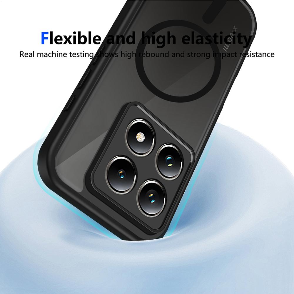 KEYSION Magnetic Phone Case for for Xiaomi 14T Pro 5G Silicone+PC Matte Translucent Clear Shockproof Back Cover for Xiaomi 14T