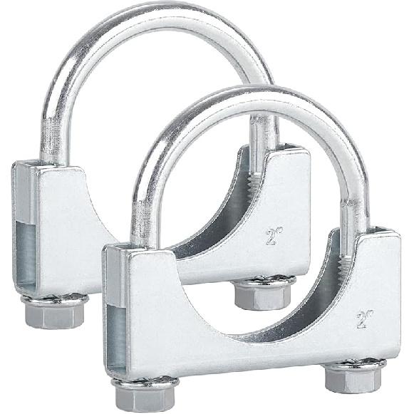 LCGP 2" Heavy Duty U Bolt Clamps Saddle Type Anti-Corrosion 2 Pack Muffler Clamps