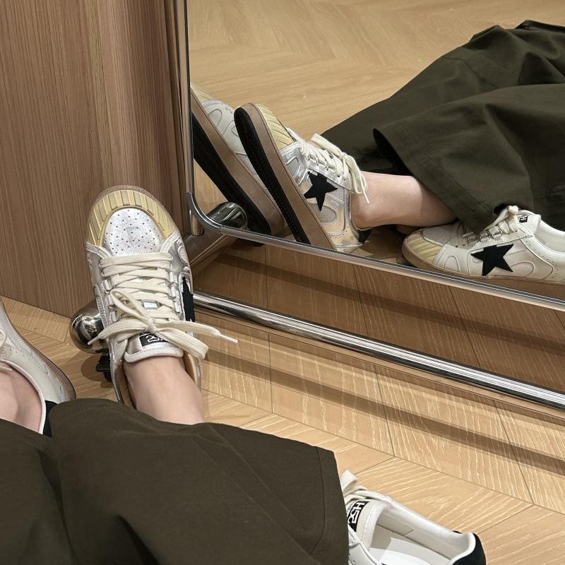 

Синий шкаф женская обувь 2025 осень новая Z эра анти-деликатные звезда маленькие грязные туфли ретро повседневные маленькие белые туфли обувь для скейтборда 40 серебряный