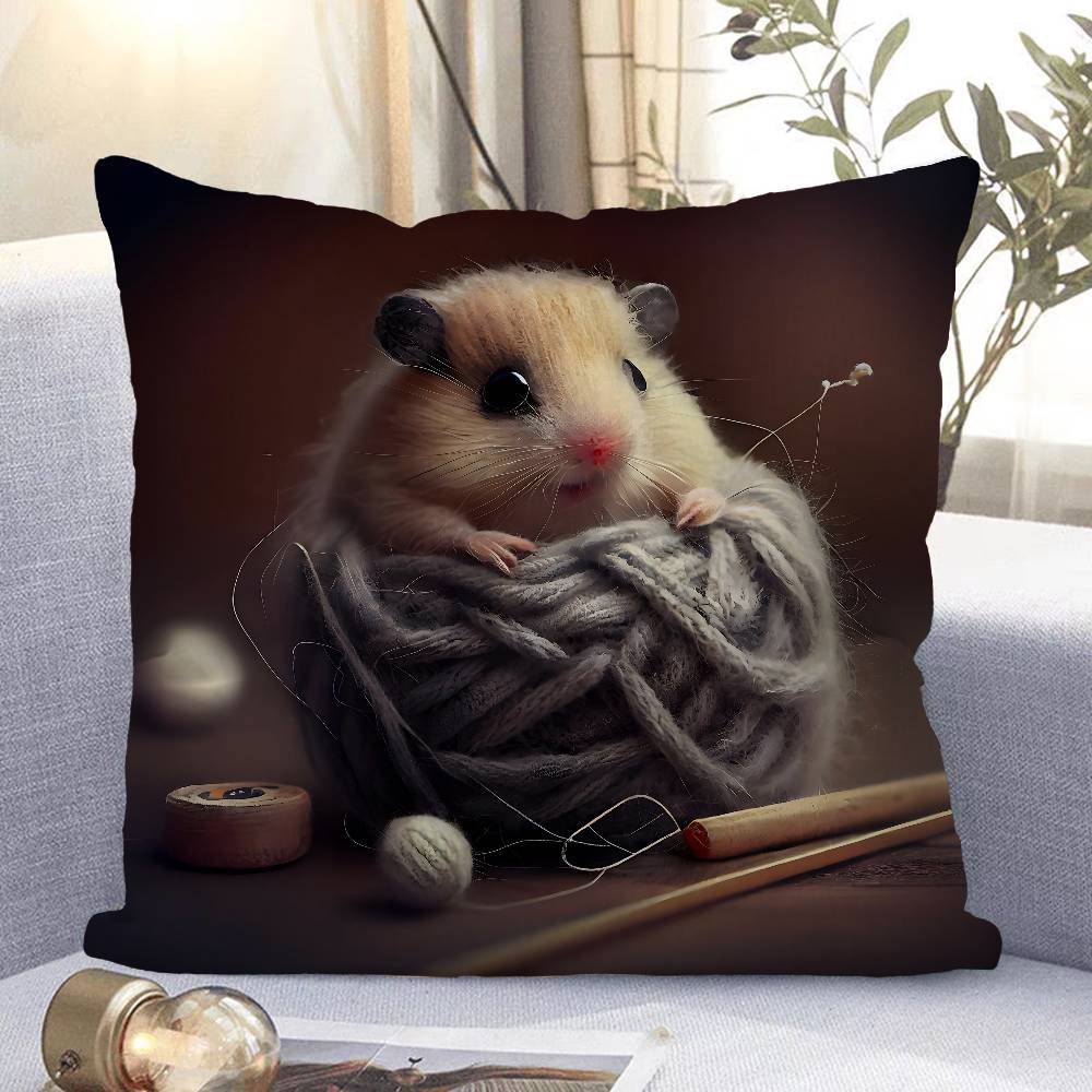 Cute Hamster Pillow Case Removable Washable Cushion Cover – All-Season Soft Linen