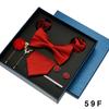 Red Blue Black Classic Tie For Men Pocket Square Cufflinks Sets Mens Solid Color Necktie Party Wedding Gift For Men Neck Tie Set