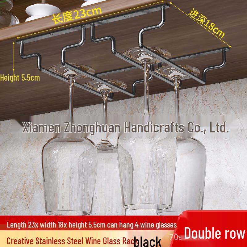 Stainless Steel Hanging Wine Glass Rack - Single Row Stemware Storage Shelf