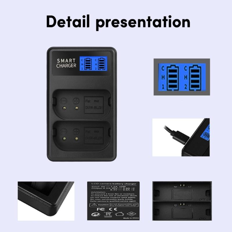 Portable LCD Micro USB Chargers for DCS1 DCS1M DCS1R DCS1RM DCS1H Battery Convenient Double Slot Charger Repalcement