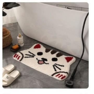 New Cartoon Cute Animal Imitation Cashmere Floor Mat Bathroom Absorbent Floor Mat Bedroom Thickened Carpet
