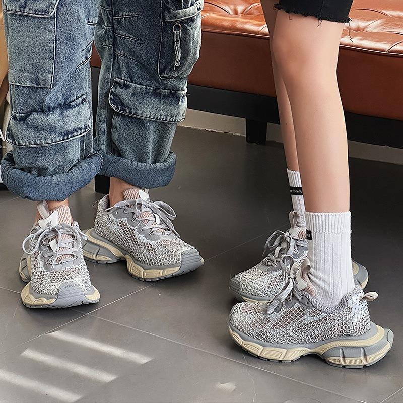 Filet de pêche strass chaussures de marée de printemps pour femmes chaussures de sport décontractées polyvalentes à semelle épaisse et légères