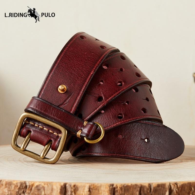 Móda v korejském stylu Osobnostní trend Pás s dvojitou sponou Pánský z pravé kůže Čistá hovězí kůže Retro Mládež Všestranný džínový pás
