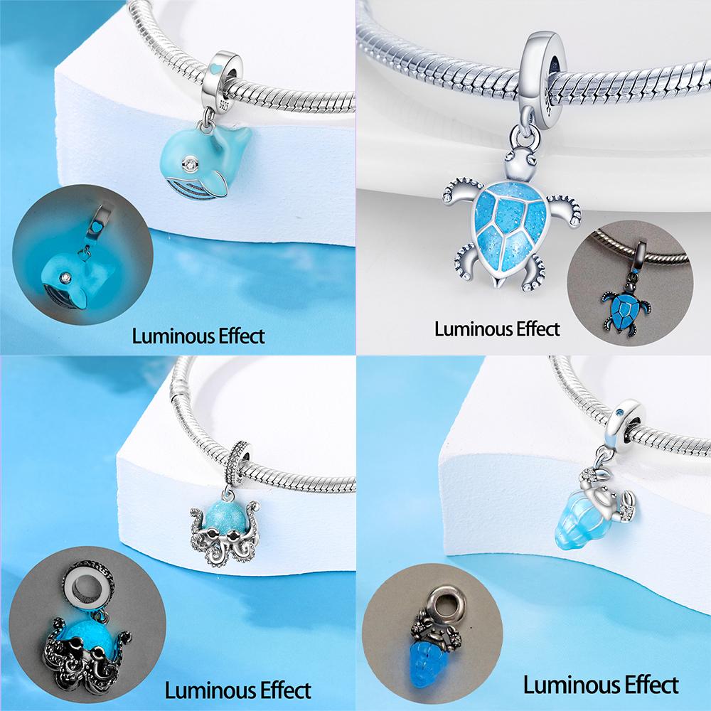 Copper Ocean World Series Sea Blue Turtle Starfish Crab Octopus Charms Bead Fit Bracelet Diy Jewelry Gift