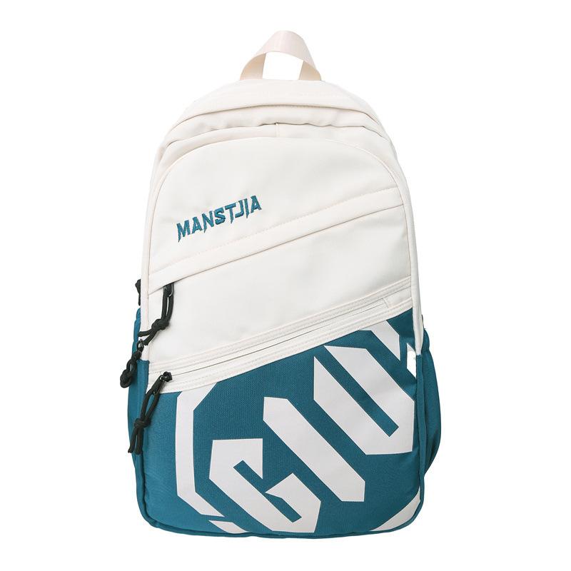 

Winter New High-Value Japanese Ins Retro Backpack Student Large Capacity College Style Letter Backpack светло-синий