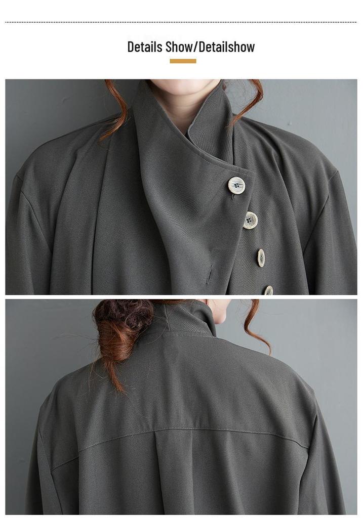 Dark Style Ruffle Neck Long Sleeve Casual Shirt