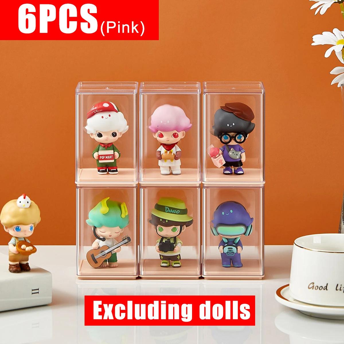 Акриловая подставка-витрина из 6 частей для коллекционных фигурок, пыленепроницаемый шкаф-органайзер, настольная витрина для хранения мини-игрушек