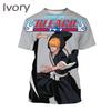 Moda Uomo Cool Kurosaki Ichigo Girocollo Casual Unisex Cosplay Maglietta Cool Anime Giapponese BLEACH Stampa 3D Maglietta Top