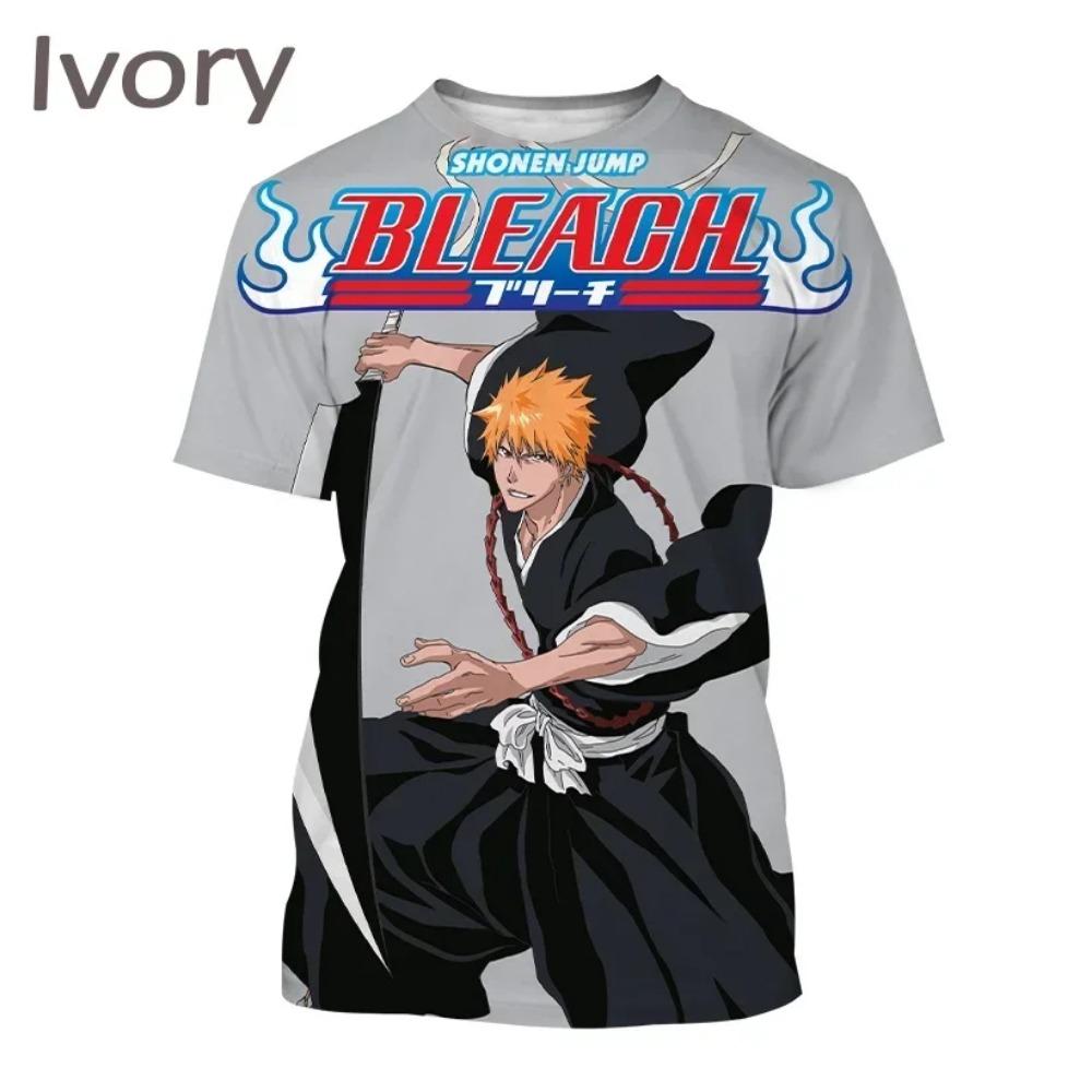 ETST29 Herenmode Cool Kurosaki Ichigo Ronde Hals Casual Unisex Cosplay Cool T-shirt Japanse Anime BLEACH 3D Print T-shirt Tops M