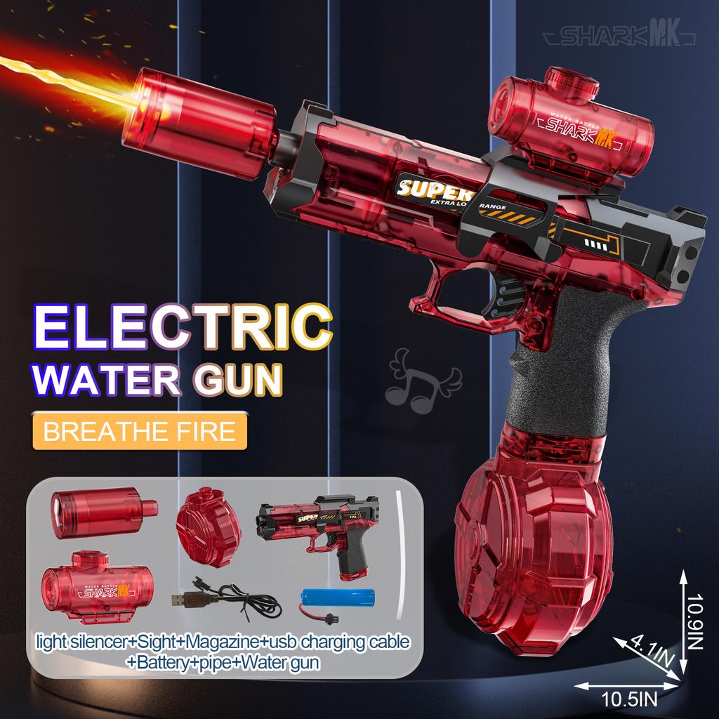 Simulated Firing and Recoil Electric Water Gun Toys Children Automatic Sensor Lights Water Pistol Summer Outdoor Beach Kids Toy