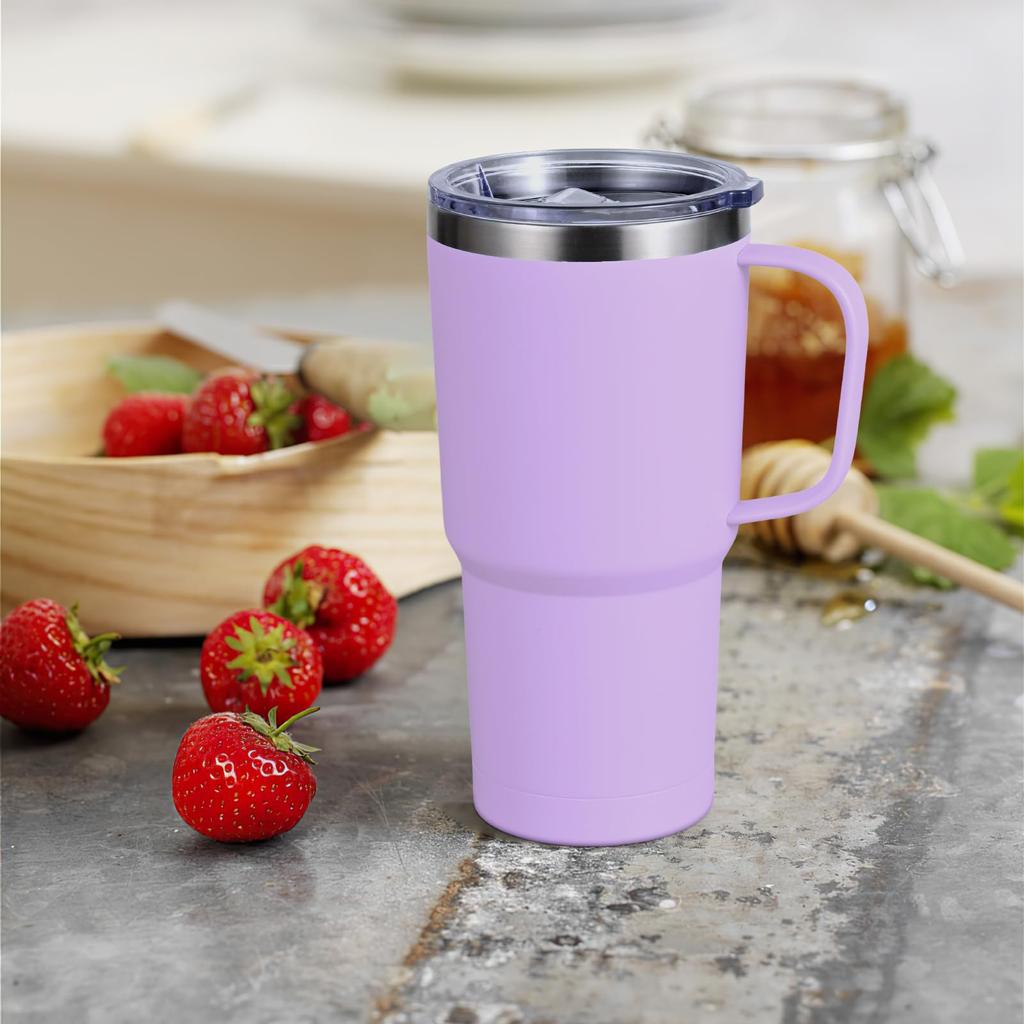 Livole Tumbler with Vacuum with Large Stainless Coffee Travel Large Capacity with Perfect for and Carbonated Perfect for Outdoor and Light Purple