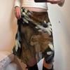 American Retro Floral Mesh Irregular Low Waist Vacation Skirt
