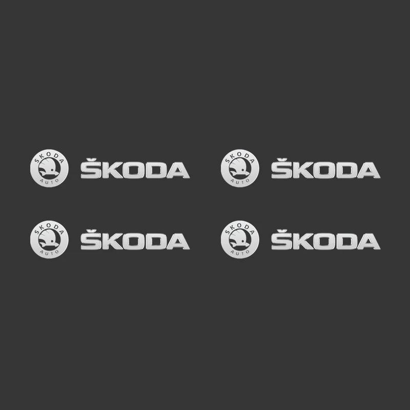NADH5 Valve Stems & Caps Metal Emblem Auto Decor Decals Reflective For SKODA Superb Karoq YETI FABIA Octavia Kodiaq