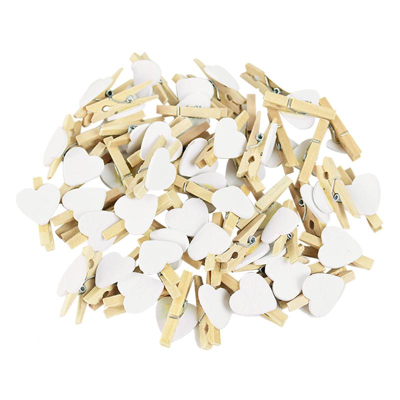 50pcs Mini Wooden Clip Love Heart Shape Photo Paper Clips Pegs Valentines Day Wedding Birthday Party Home Decoration DIY Crafts