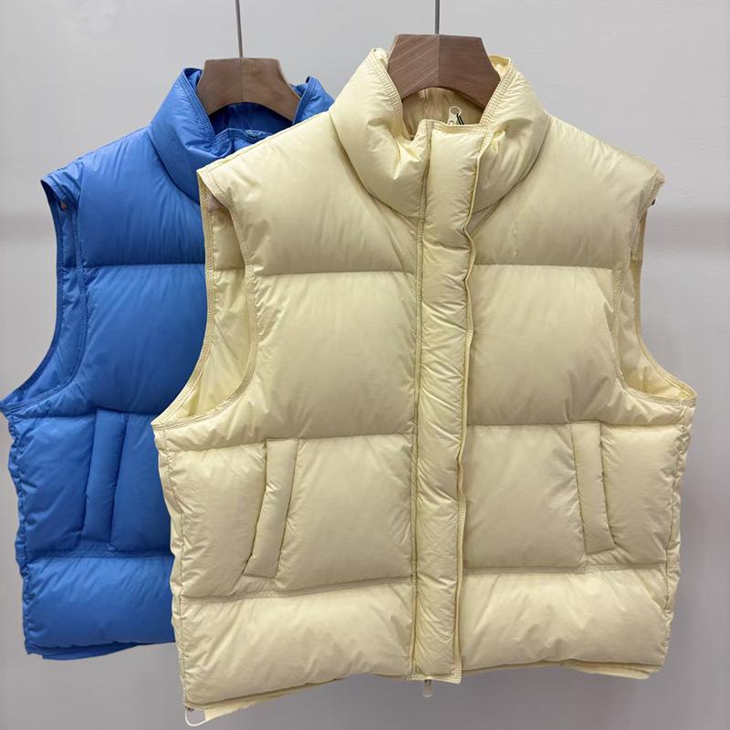 Popular White Duck Down Stand-up Collar Down Vest Women's Winter Fashion Simple Casual Vest Warm Vest Tide