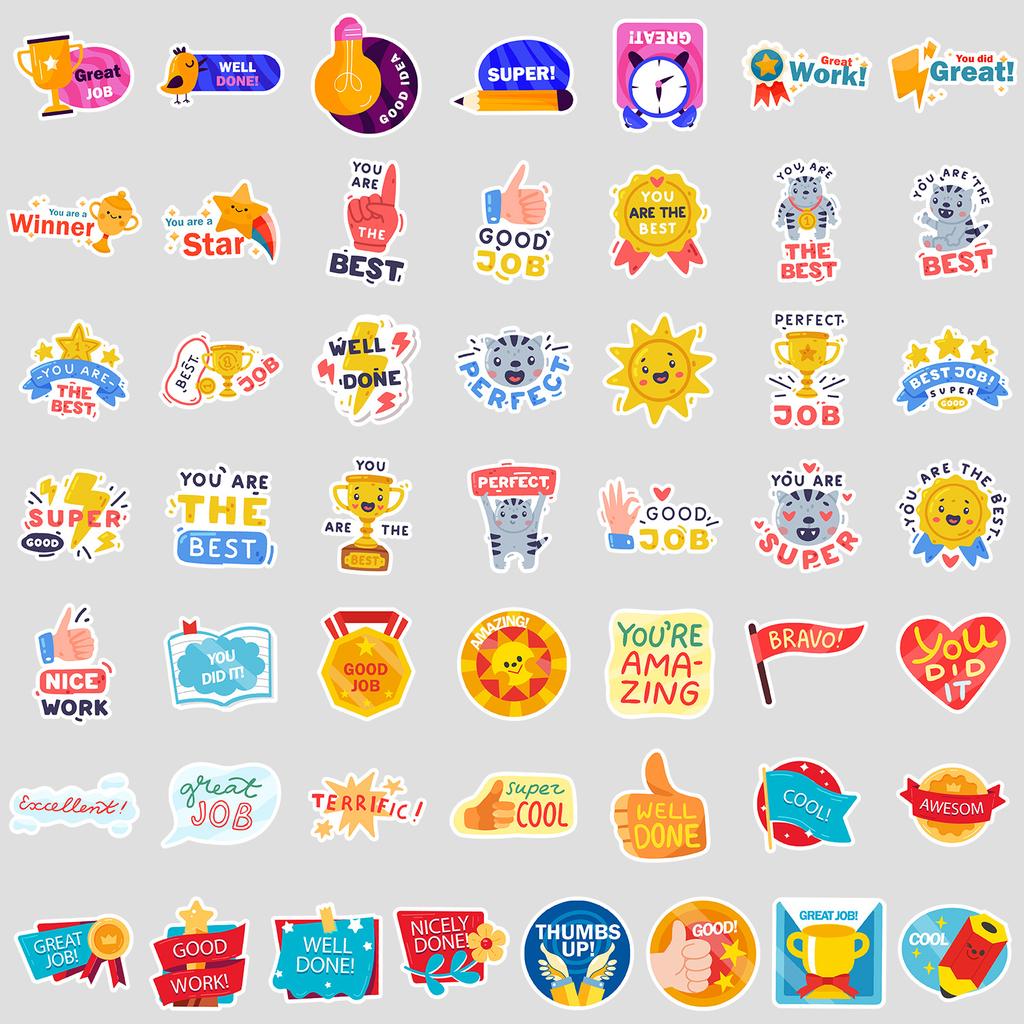 50 Pieces of Reward Series Graffiti Stickers, Water Cup, Luggage, Waterproof Decorative Stickers, Creative Reward Stationery Stickers