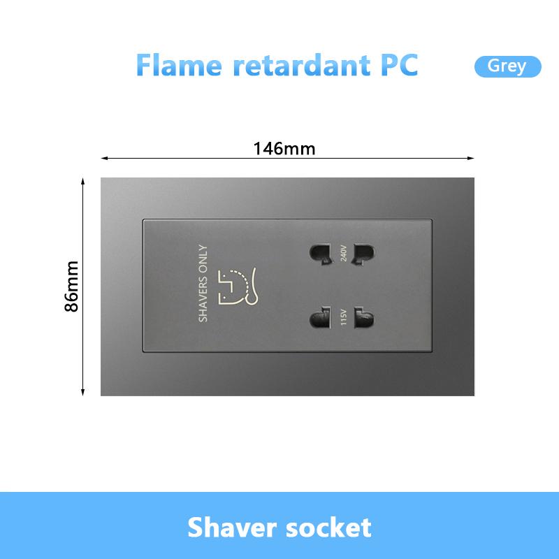 146 UK Standard Hotels Shaver Socket,Wall Bathroom Beard Knife Panel,Beard Shaving Charge Outlet Glass Plastic Stainless Steel