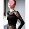 Velvet Lace Patchwork Cinched Waist Women's Top - Chic Autumn Layered Fashion Shirt