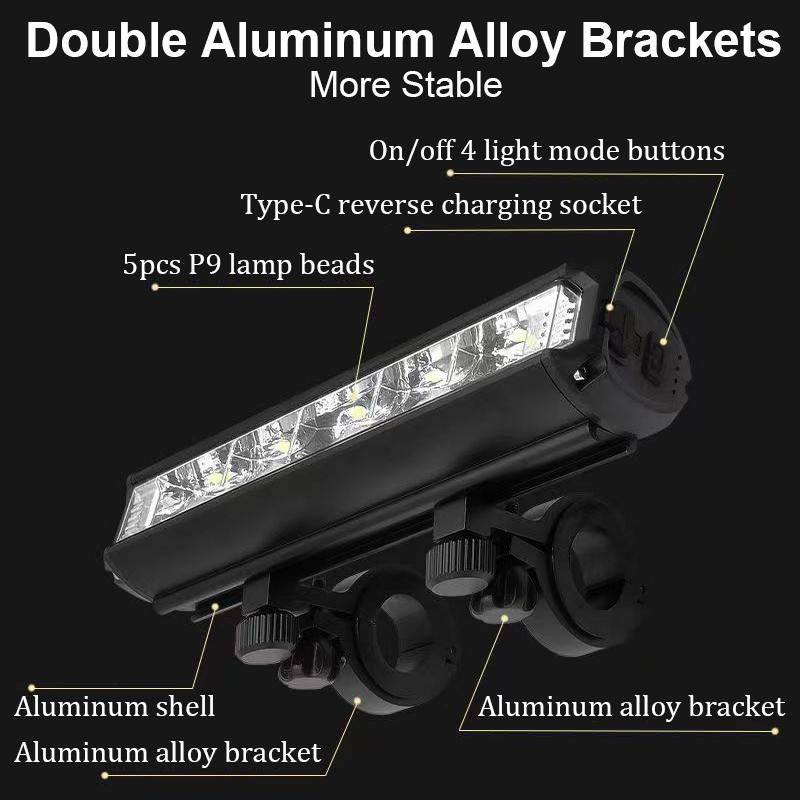 Luce per Bicicletta Anteriore 10000mAh Power Bank per Bici Torcia Impermeabile Ricarica USB Lampada per Ciclismo MTB Strada Accessori