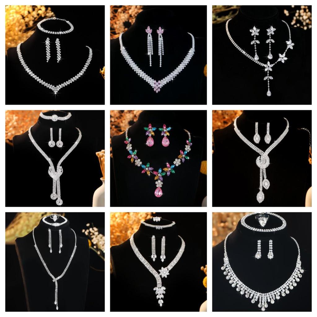 Elegant Bride Jewelry Set: European & American Necklace & Earrings for Evening Gowns